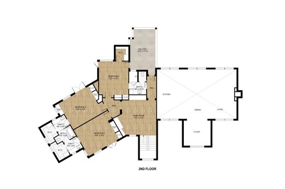 Floor Plan - Upper Floor for Modern House Plan #1110-39 - 5 bed, 4.5 bath