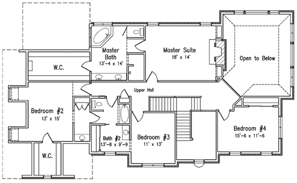 Architectural House Design - European Floor Plan - Upper Floor Plan #994-9