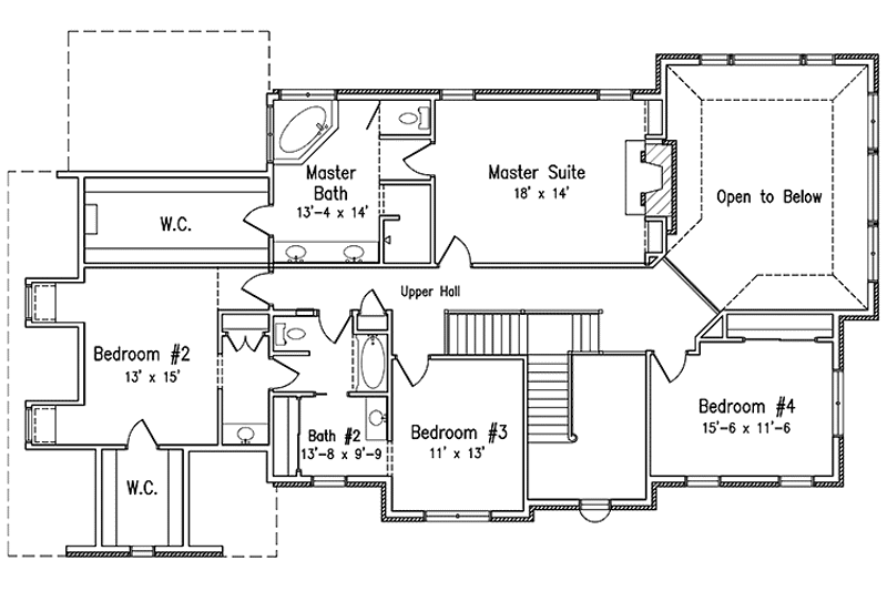Home Plan - Floor Plan - Upper Floor for European House Plan #994-9 - 4 bed, 2.5 bath