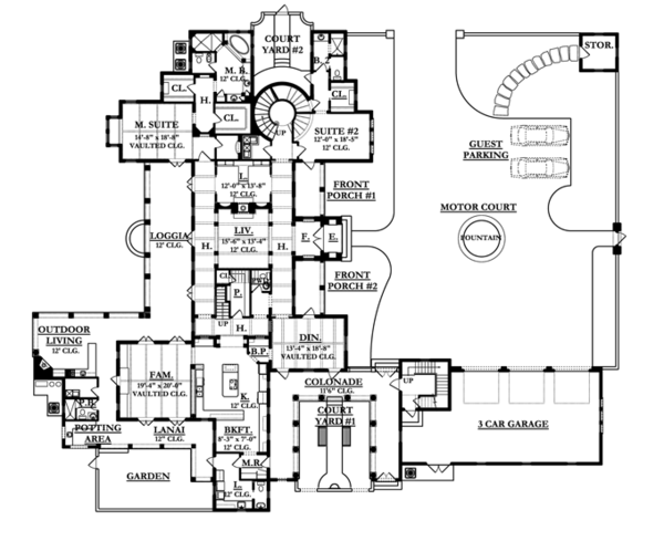 Mediterranean Floor Plan - Main Floor Plan #1058-25