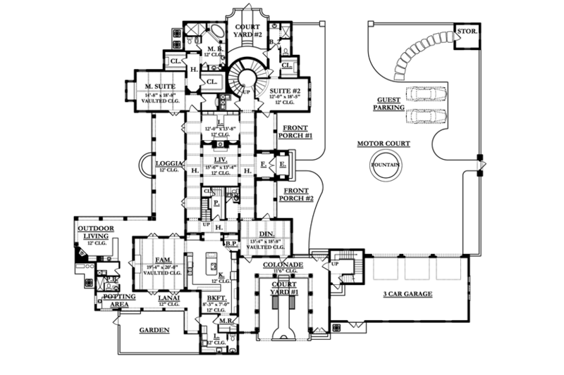 Dream House Plan - Floor Plan - Main Floor for Mediterranean House Plan #1058-25 - 5 bed, 6 bath