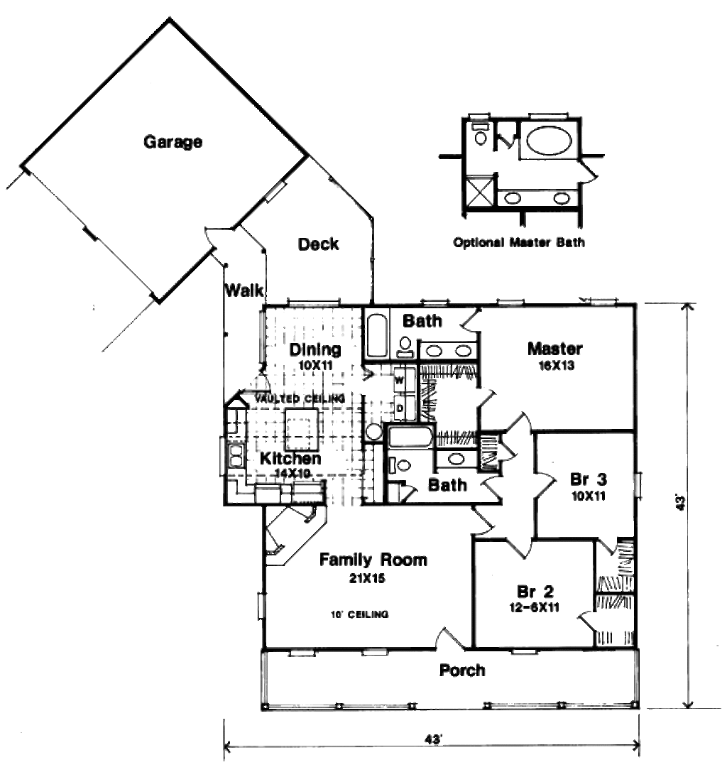 Country Style House Plan 3 Beds 2 Baths 1475 Sqft Plan 41 112