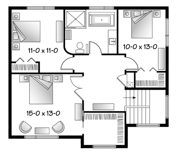 House Plan Design - Contemporary Floor Plan - Upper Floor Plan #23-2586