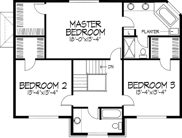 Home Plan - Colonial Floor Plan - Upper Floor Plan #51-857