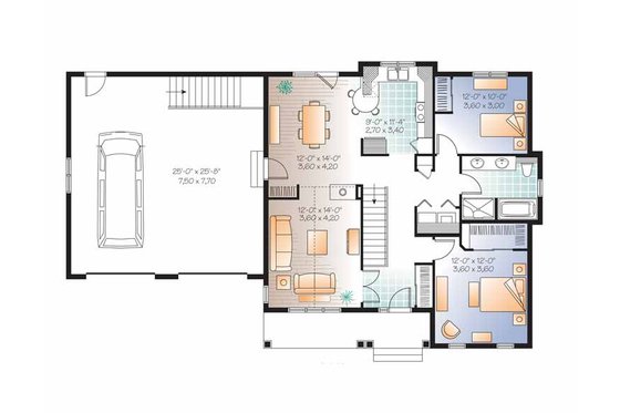 Floor Plan - Main Floor for Country House Plan #23-2533 - 2 bed, 1 bath