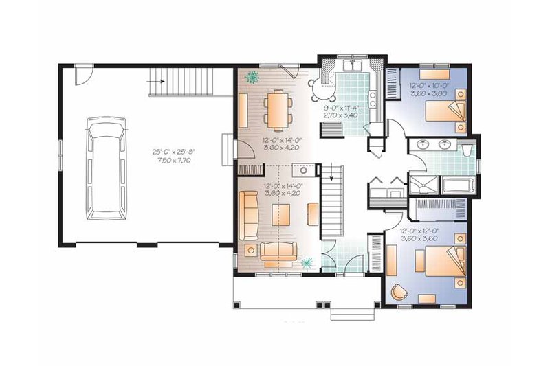House Plan Design - Floor Plan - Main Floor for Country House Plan #23-2533 - 2 bed, 1 bath