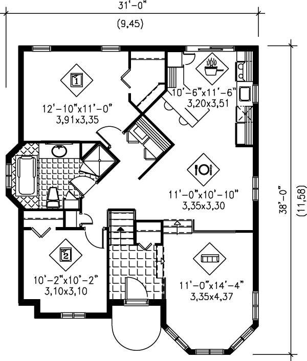 Cottage Floor Plan - Main Floor Plan #25-124