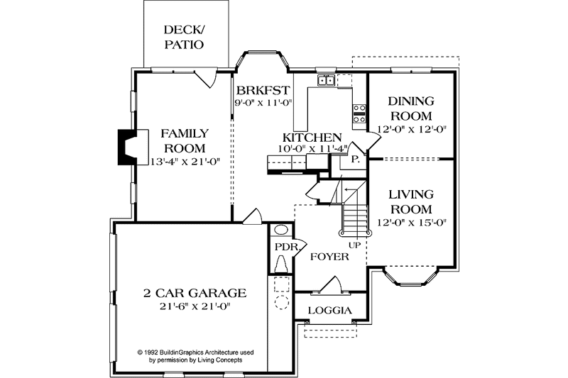 Home Plan - Floor Plan - Main Floor for Traditional House Plan #453-514 - 3 bed, 2.5 bath
