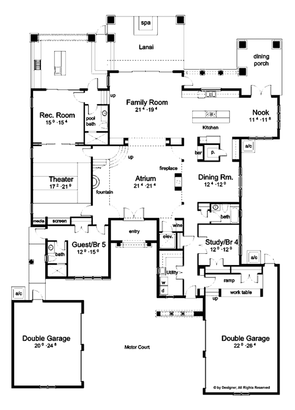 Architectural House Design - Mediterranean Floor Plan - Main Floor Plan #1039-1