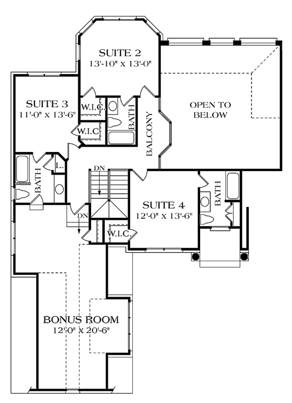Dream House Plan - Traditional Floor Plan - Upper Floor Plan #453-407
