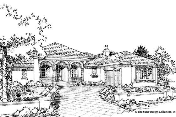 Exterior - Front Elevation 5 for Mediterranean House Plan #930-58 - 4 bed, 3.5 bath