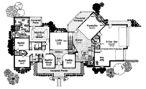 House Plan Design - Craftsman Floor Plan - Main Floor Plan #310-1009