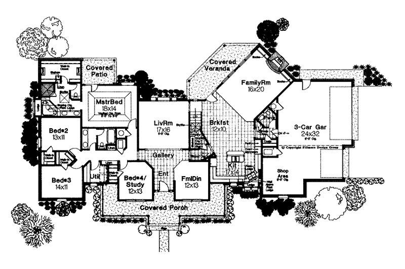 Dream House Plan - Floor Plan - Main Floor for Craftsman House Plan #310-1009 - 4 bed, 2.5 bath