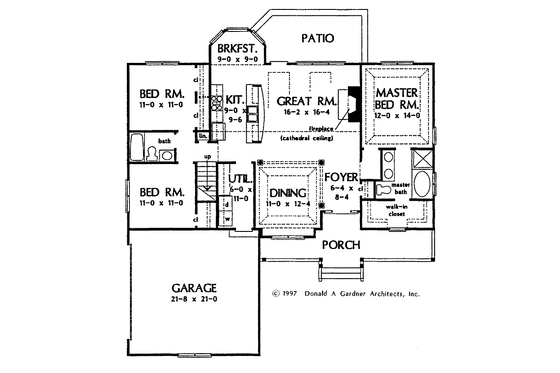 Floor Plan - Main Floor for Ranch House Plan #929-352 - 3 bed, 2 bath