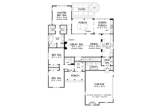 Floor Plan - Main Floor for Traditional House Plan #929-979 - 3 bed, 2 bath