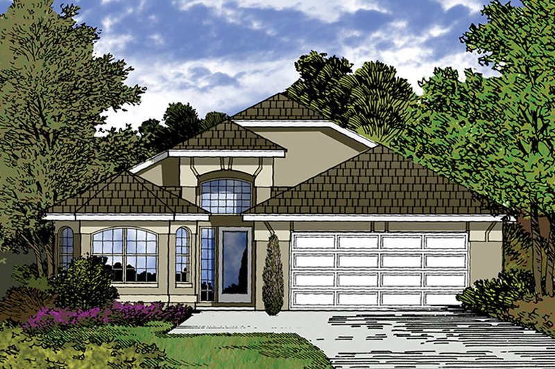 Home Plan - Exterior - Front Elevation 3 for Mediterranean House Plan #417-846 - 4 bed, 2 bath