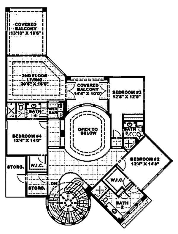 Architectural House Design - Mediterranean Floor Plan - Upper Floor Plan #1017-42