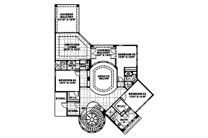 Home Plan - Floor Plan - Upper Floor for Mediterranean House Plan #1017-42 - 4 bed, 5 bath