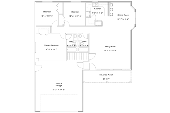 Floor Plan - Main Floor for Ranch House Plan #1060-16 - 5 bed, 3.5 bath