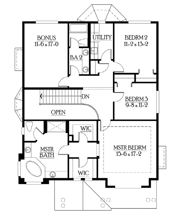 House Plan Design - Craftsman Floor Plan - Upper Floor Plan #132-383