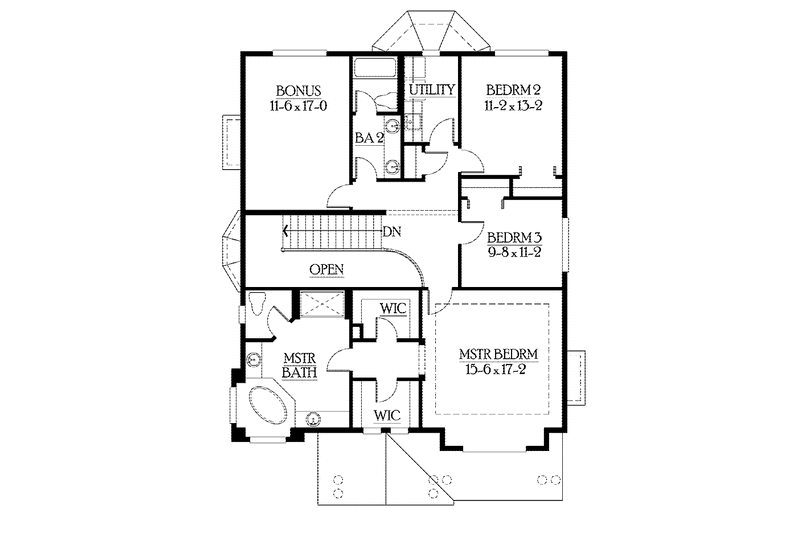 Dream House Plan - Floor Plan - Upper Floor for Craftsman House Plan #132-383 - 3 bed, 2.5 bath