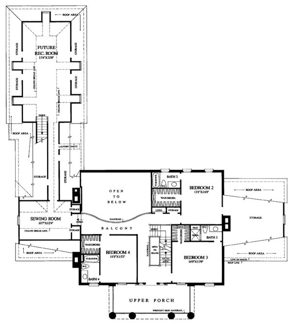 House Blueprint - Classical Floor Plan - Upper Floor Plan #137-300