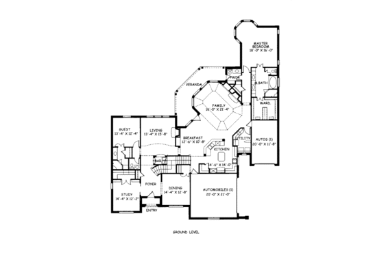 Floor Plan - Main Floor for European House Plan #141-370 - 5 bed, 4.5 bath