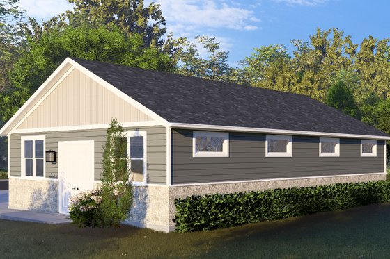 Exterior - Rear Elevation for Traditional House Plan #1060-242, 0 bath