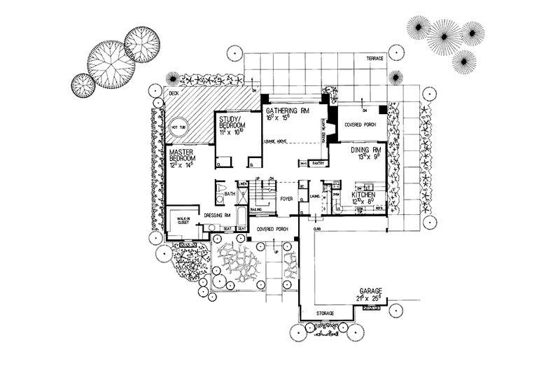 Home Plan - Floor Plan - Main Floor for Contemporary House Plan #72-846 - 3 bed, 2 bath