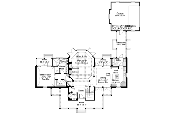Floor Plan - Main Floor for Classical House Plan #930-214 - 3 bed, 3.5 bath