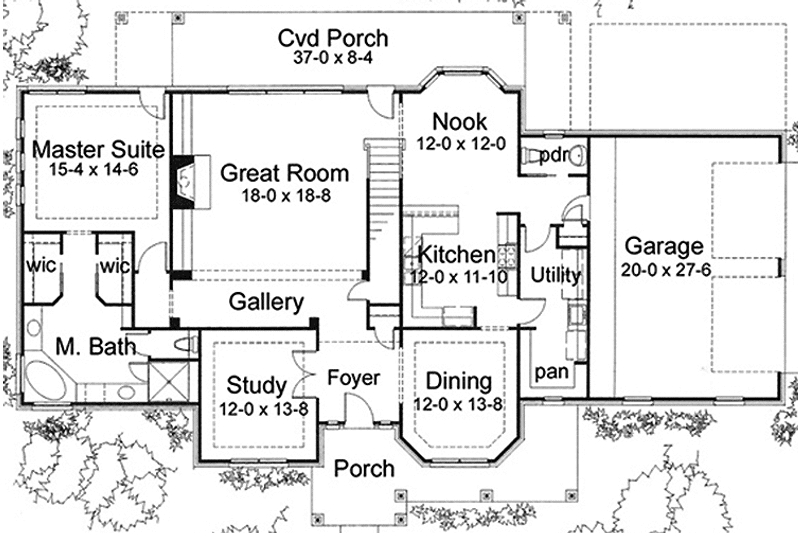 Home Plan - Floor Plan - Main Floor for European House Plan #120-224 - 3 bed, 2.5 bath
