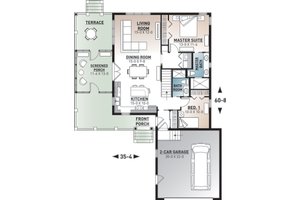 Floor Plan - Main Floor for European House Plan #23-2489 - 2 bed, 2 bath