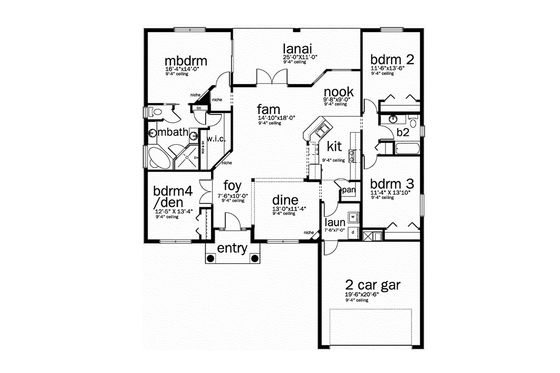Floor Plan - Main Floor for Mediterranean House Plan #1058-76 - 4 bed, 2 bath