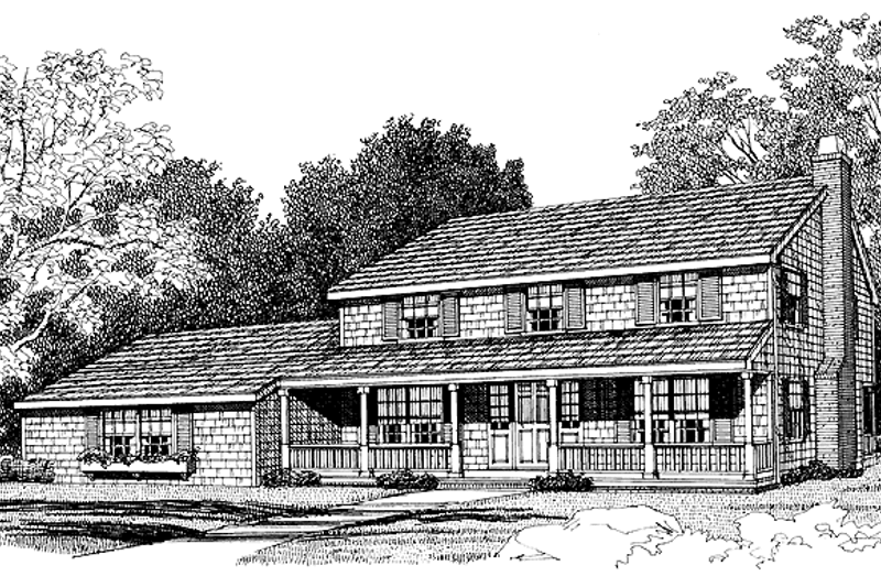 Architectural House Design - Country Exterior - Front Elevation Plan #456-37