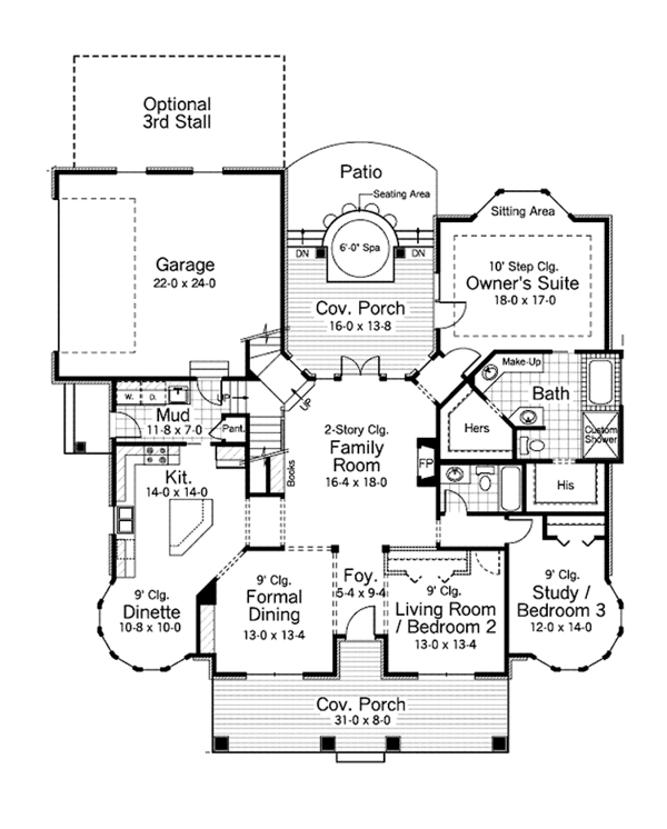 House Plan Design - Country Floor Plan - Main Floor Plan #51-1106