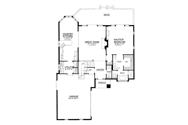 House Blueprint - Floor Plan - Main Floor for Country House Plan #1016-104 - 3 bed, 2.5 bath
