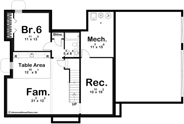 Tudor Floor Plan - Lower Floor Plan #455-516