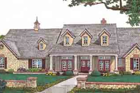 Exterior - Front Elevation for Country House Plan #310-555 - 4 bed, 4.5 bath