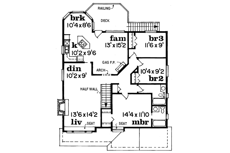Home Plan - Floor Plan - Upper Floor for Victorian House Plan #47-798 - 3 bed, 2 bath