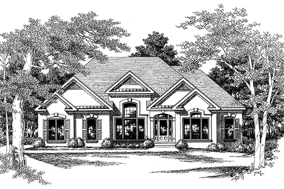 Exterior - Front Elevation 3 for Mediterranean House Plan #927-216 - 4 bed, 3 bath