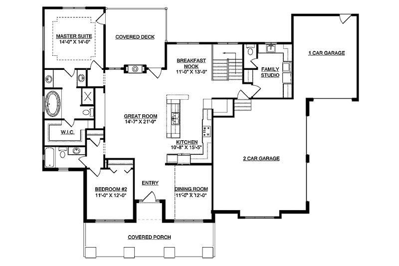 Dream House Plan - Floor Plan - Main Floor for Craftsman House Plan #950-3 - 2 bed, 2.5 bath