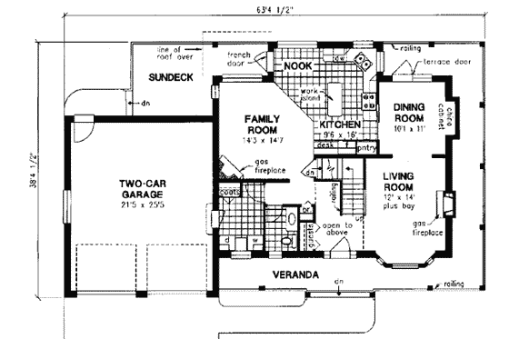 Floor Plan - Main Floor for Country House Plan #18-341 - 3 bed, 2.5 bath
