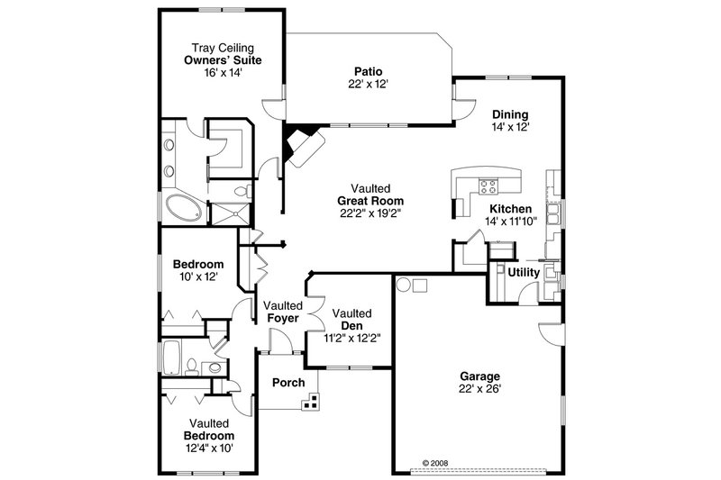 Home Plan - Floor Plan - Main Floor for Craftsman House Plan #124-765 - 3 bed, 2 bath
