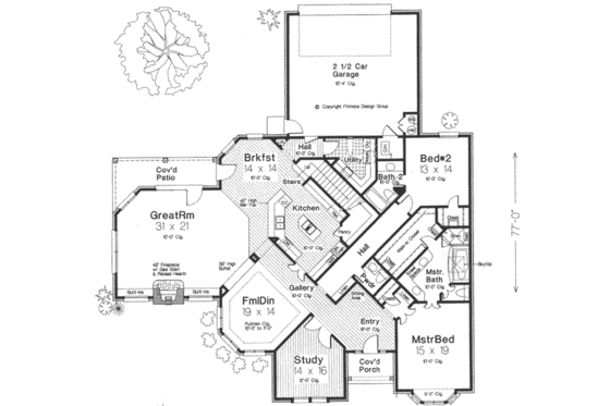 Floor Plan - Main Floor for European House Plan #310-336 - 3 bed, 3.5 bath