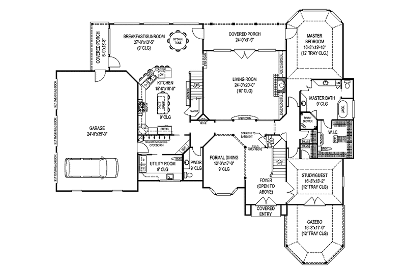 Architectural House Design - Floor Plan - Main Floor for Country House Plan #11-275 - 5 bed, 3.5 bath