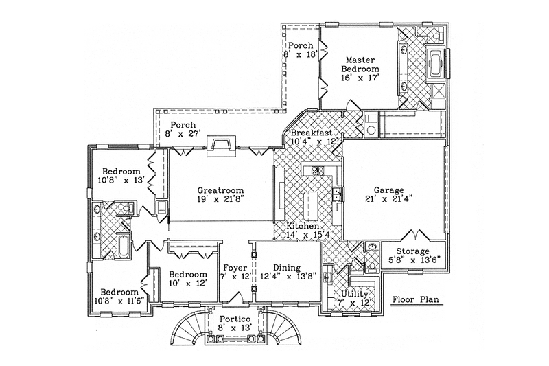 Dream House Plan - Floor Plan - Main Floor for European House Plan #985-10 - 4 bed, 2.5 bath