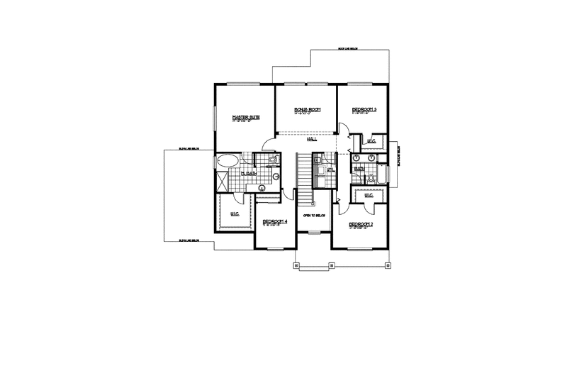 Home Plan - Floor Plan - Upper Floor for Craftsman House Plan #569-22 - 4 bed, 2.5 bath