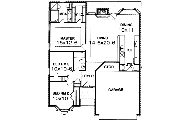 Home Plan - Floor Plan - Main Floor for Ranch House Plan #15-324 - 3 bed, 2 bath