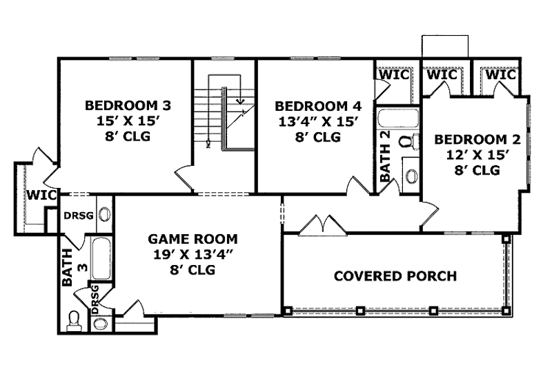 Home Plan - Floor Plan - Upper Floor for Colonial House Plan #952-201 - 4 bed, 3.5 bath