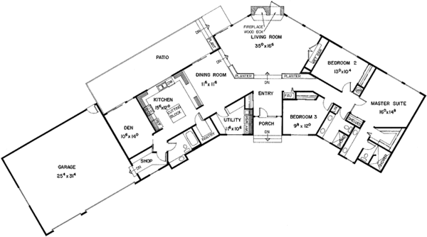 Dream House Plan - Prairie Floor Plan - Main Floor Plan #60-925